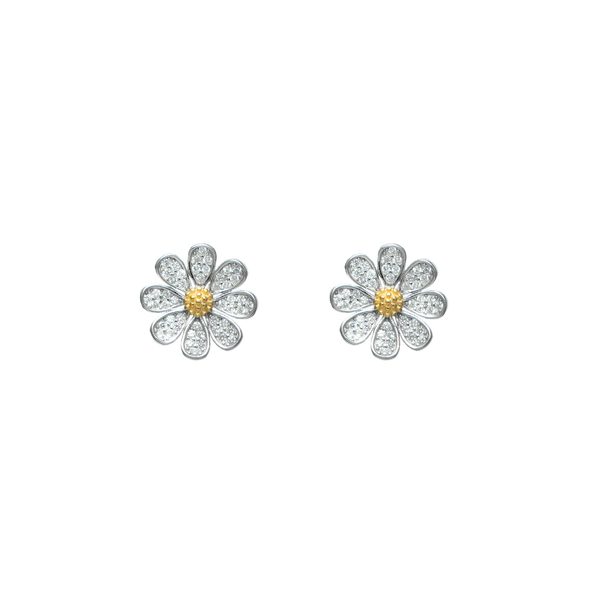 925 Silver Sunny Sparkle Daisies Earrings - 925 sterling silver earrings by Tassya Silver