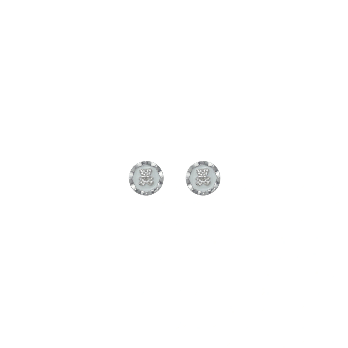 925 Silver Diamond Teddy Bear Earrings - 925 sterling silver earrings by Tassya Silver