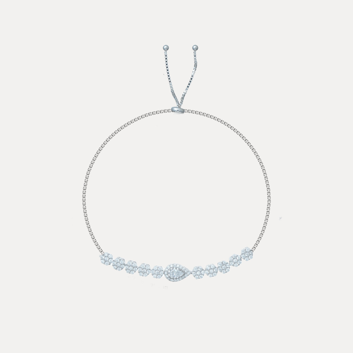 925 Silver Crystal Halo Bracelet - 925 sterling silver bracelet by Tassya Silver