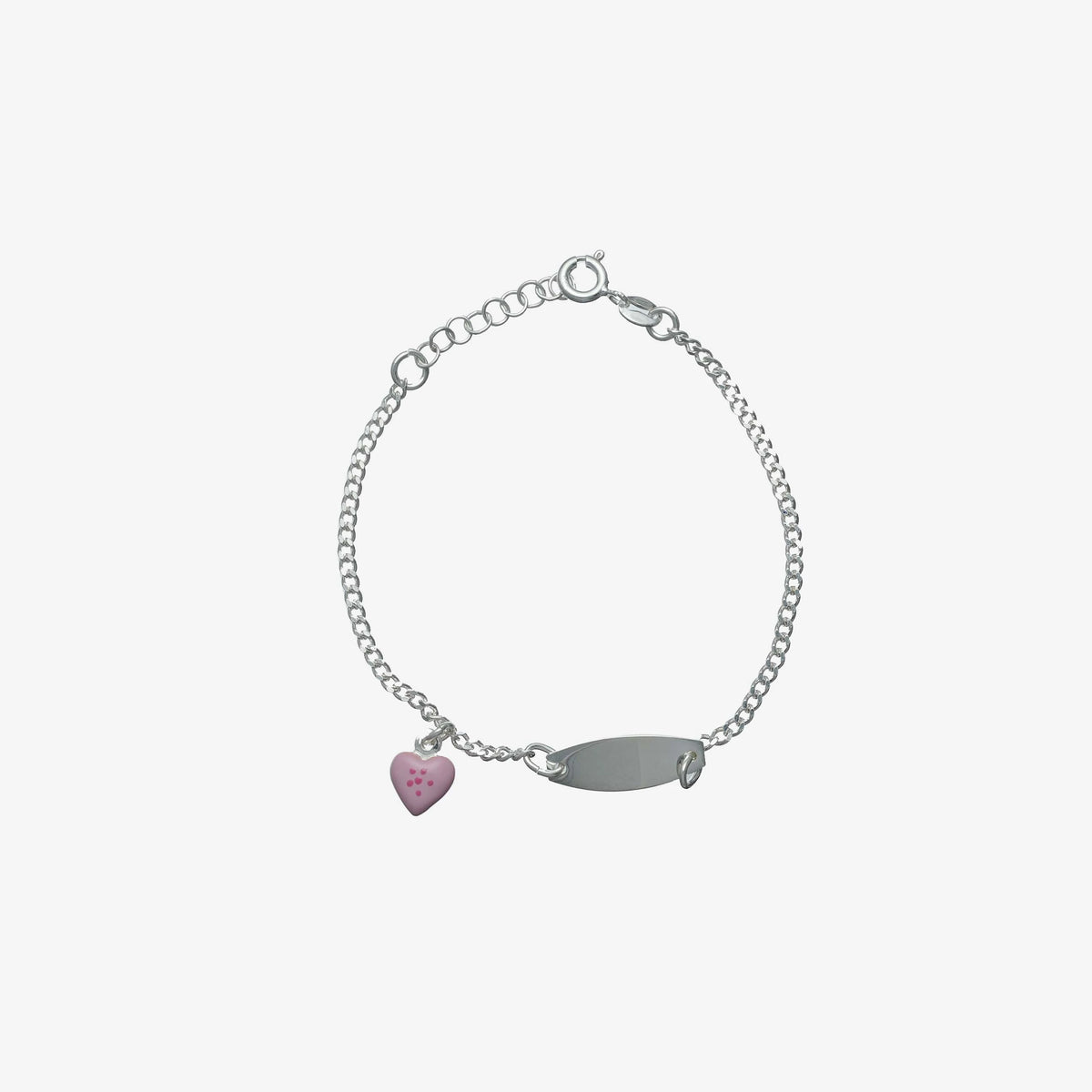 925 Silver Pink Heart Charm Bracelet