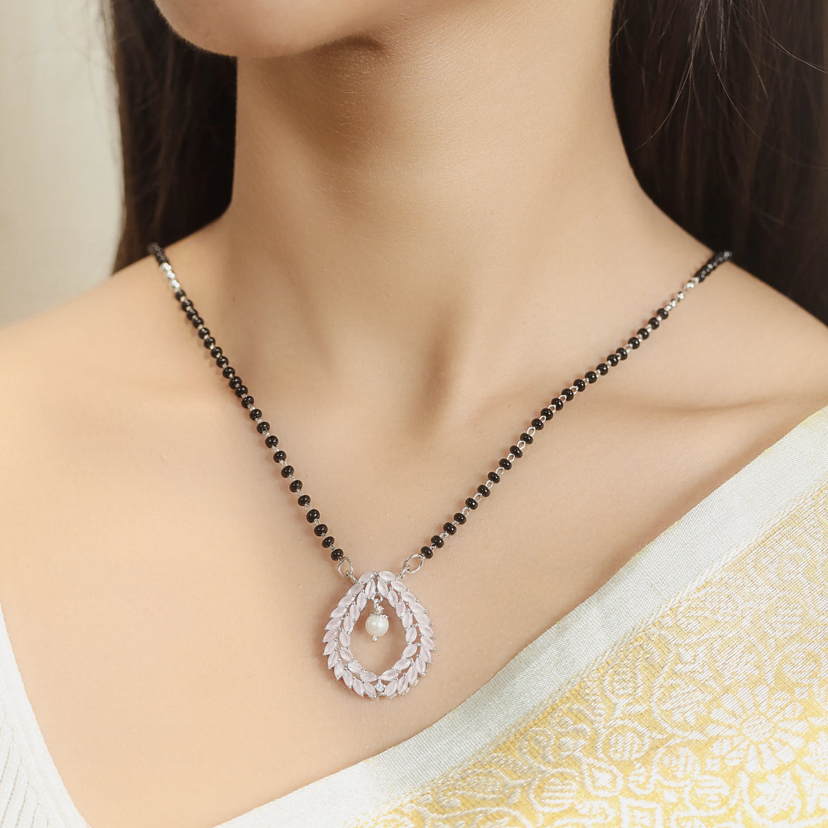 925 Silver Ivory Pearl Vine Mangalsutra - 925 sterling silver mangalsutra by Tassya Silver