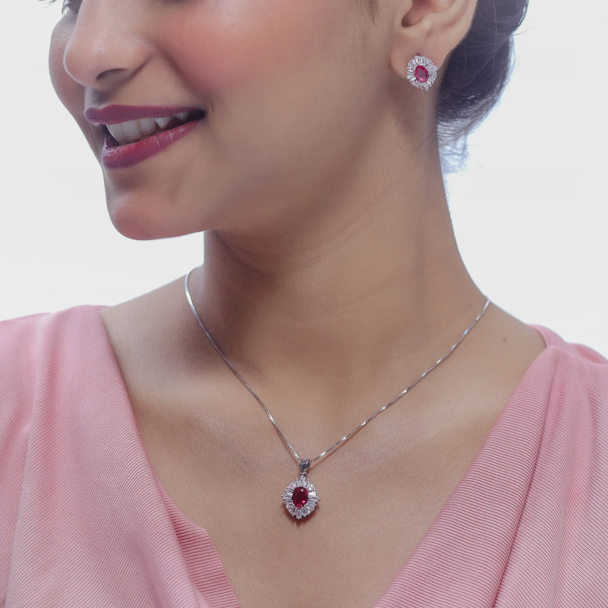 925 Silver Royal Ruby Sparkle Set