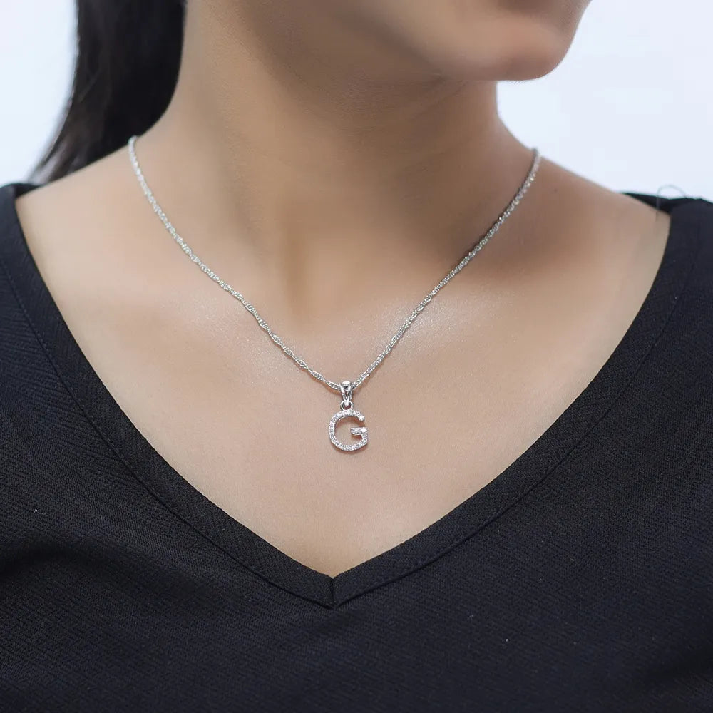 925 Silver "G" Initial Chain Pendant - 925 sterling silver pendant by Tassya Silver