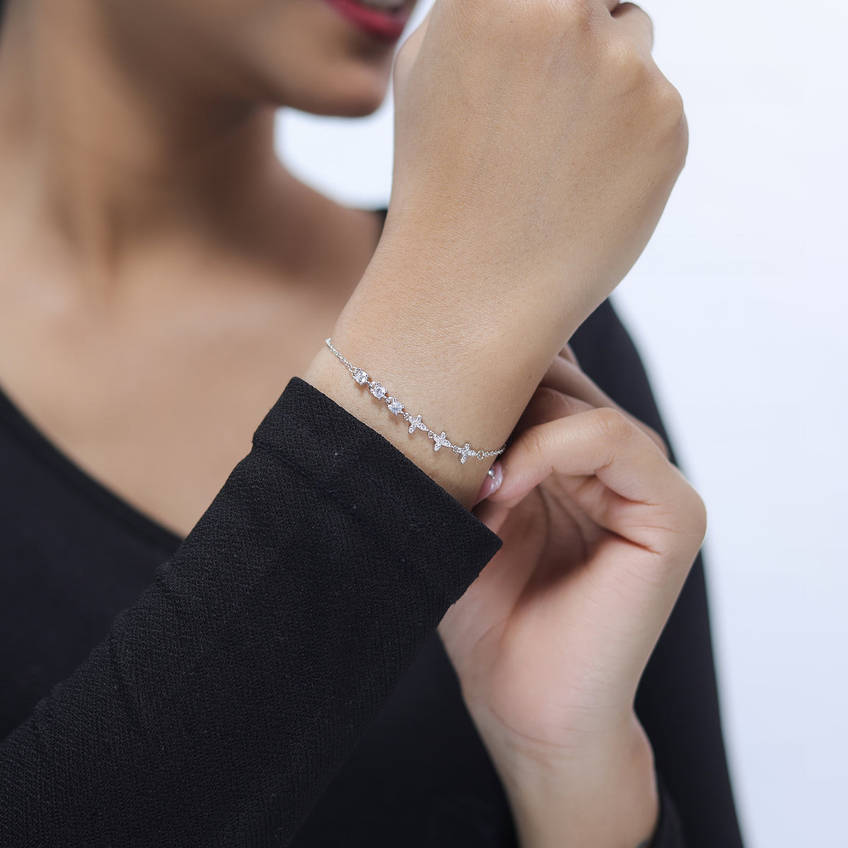 925 Silver Star Charm Bracelet - 925 sterling silver bracelet by Tassya Silver