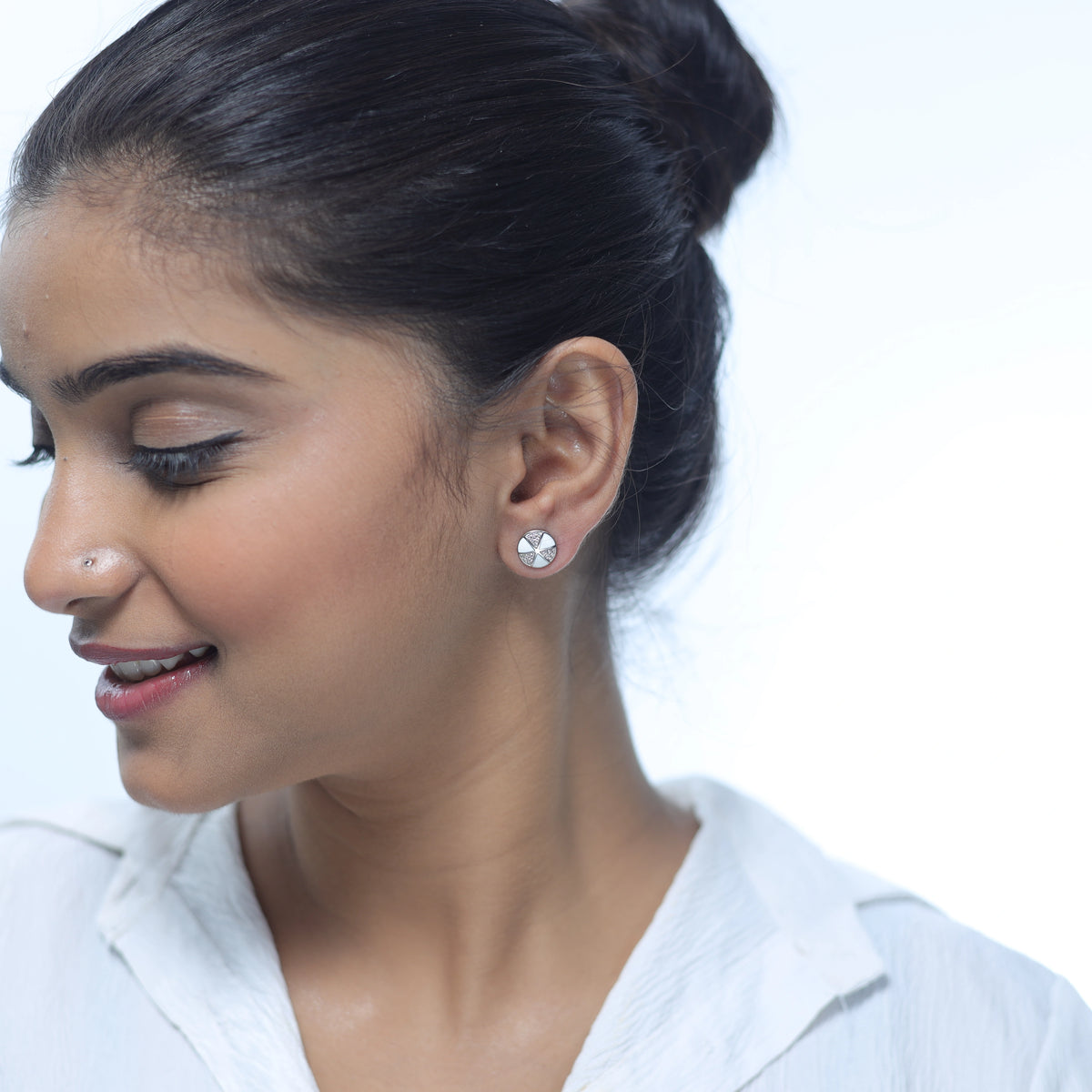 925 Silver Frosted Wheel Studs - 925 sterling silver earrings by Tassya Silver