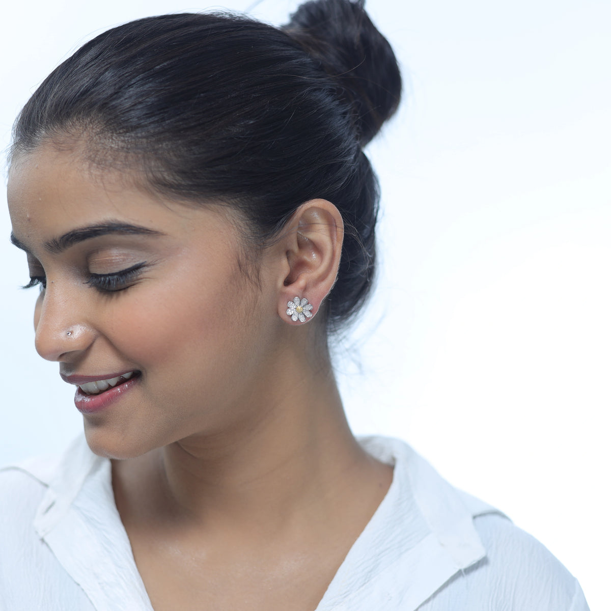 925 Silver Sunny Sparkle Daisies Earrings - 925 sterling silver earrings by Tassya Silver