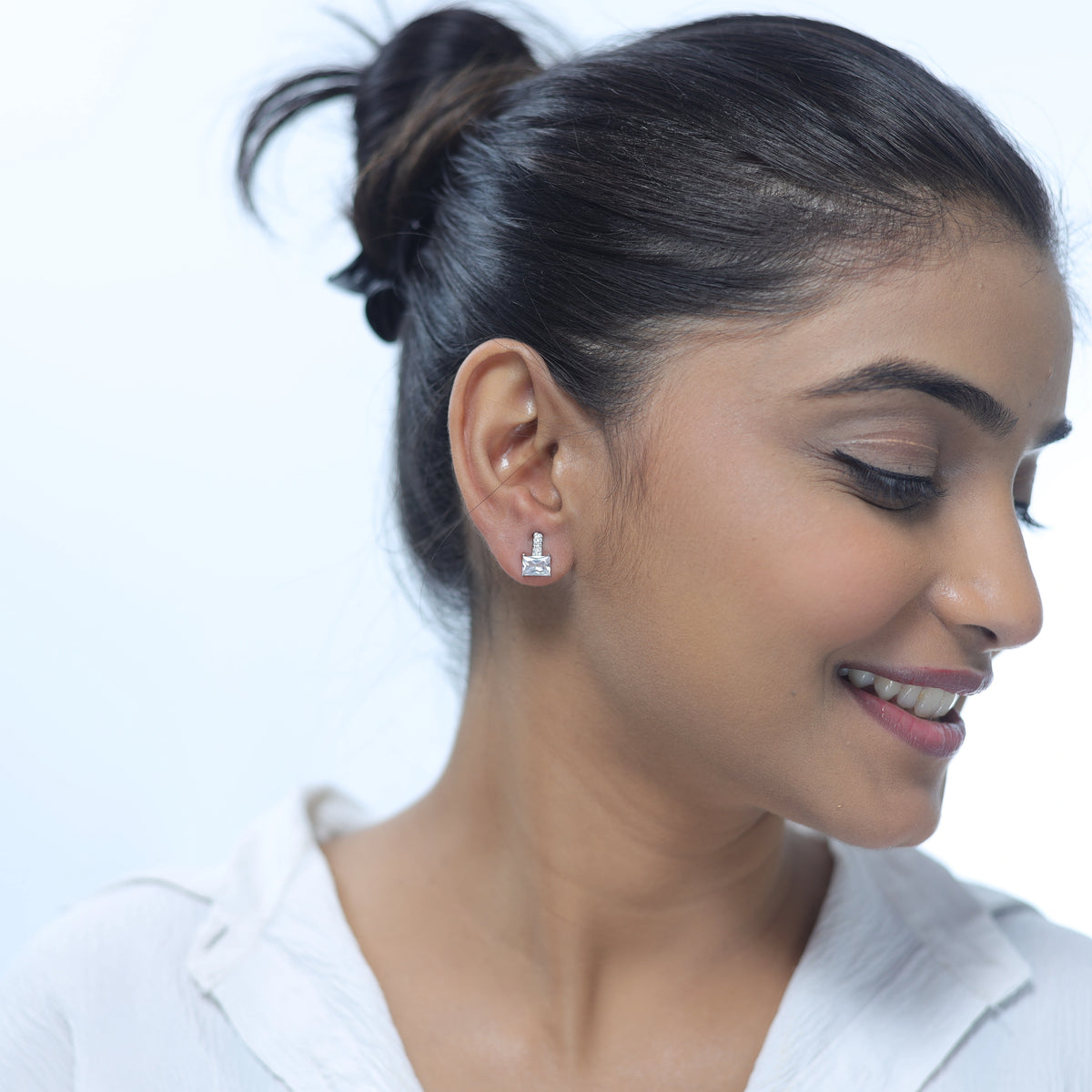 925 Silver Rectangular Radiance Earrings - 925 sterling silver earrings by Tassya Silver
