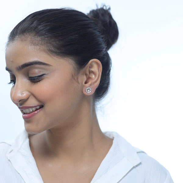 925 Silver Round Petal Studs