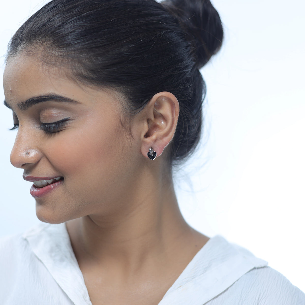 925 Silver Midnight Heart Studs - 925 sterling silver earrings by Tassya Silver