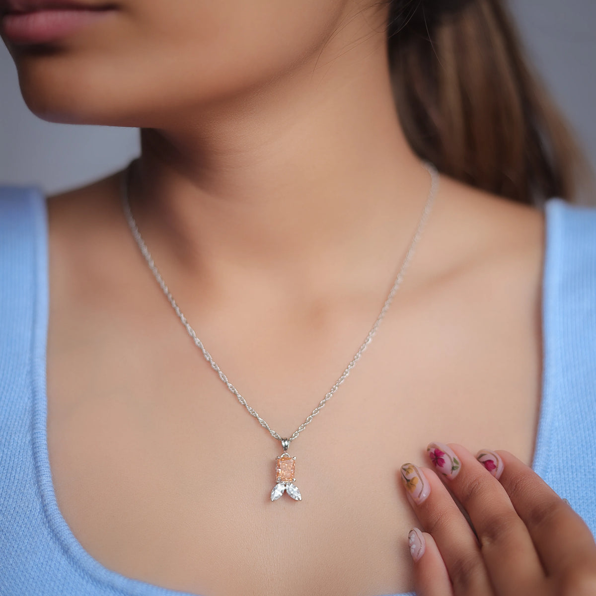 925 Silver Peach Grace Pendant - 925 sterling silver pendant by Tassya Silver