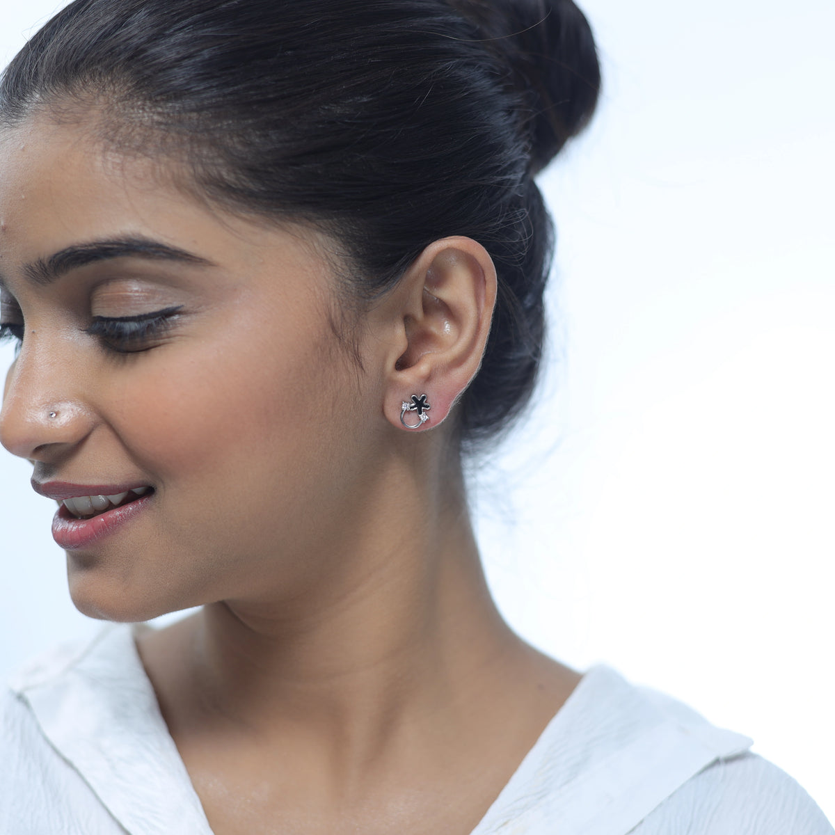 925 Silver Dark Star Crystal - 925 sterling silver earrings by Tassya Silver
