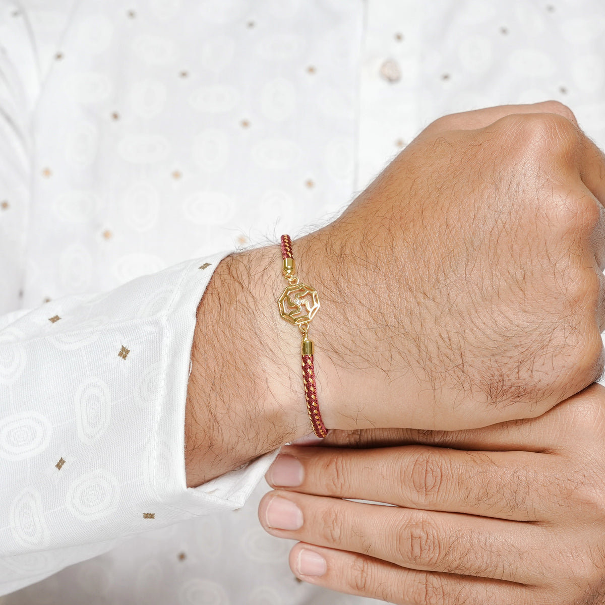 925 Gold Silver Shree Swastika Rakhi