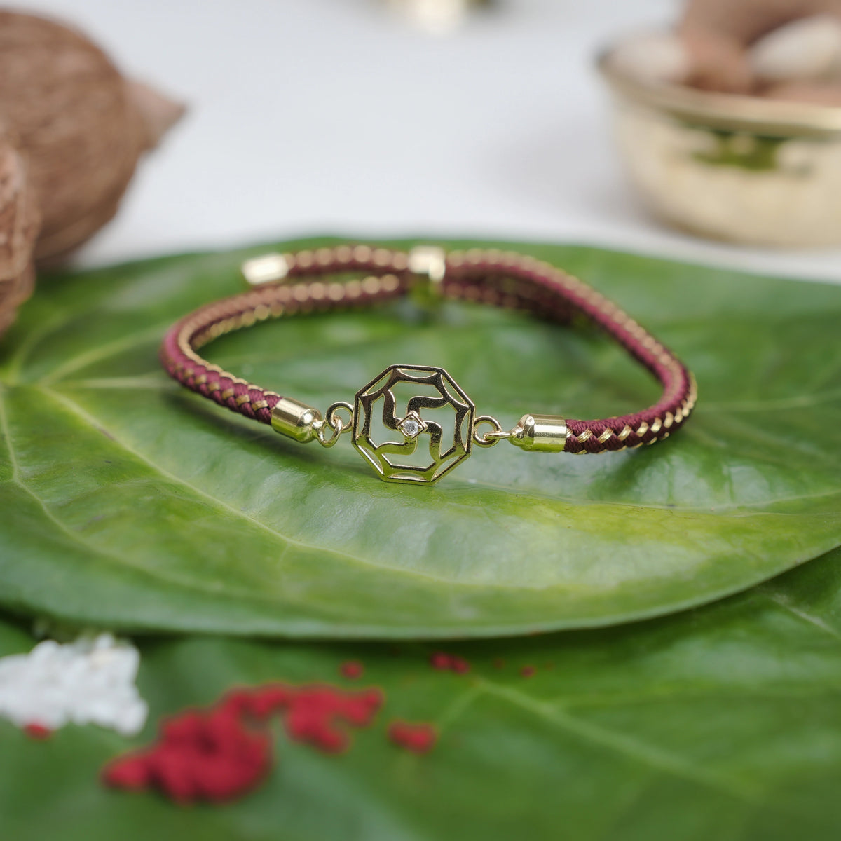 925 Gold Silver Shree Swastika Rakhi