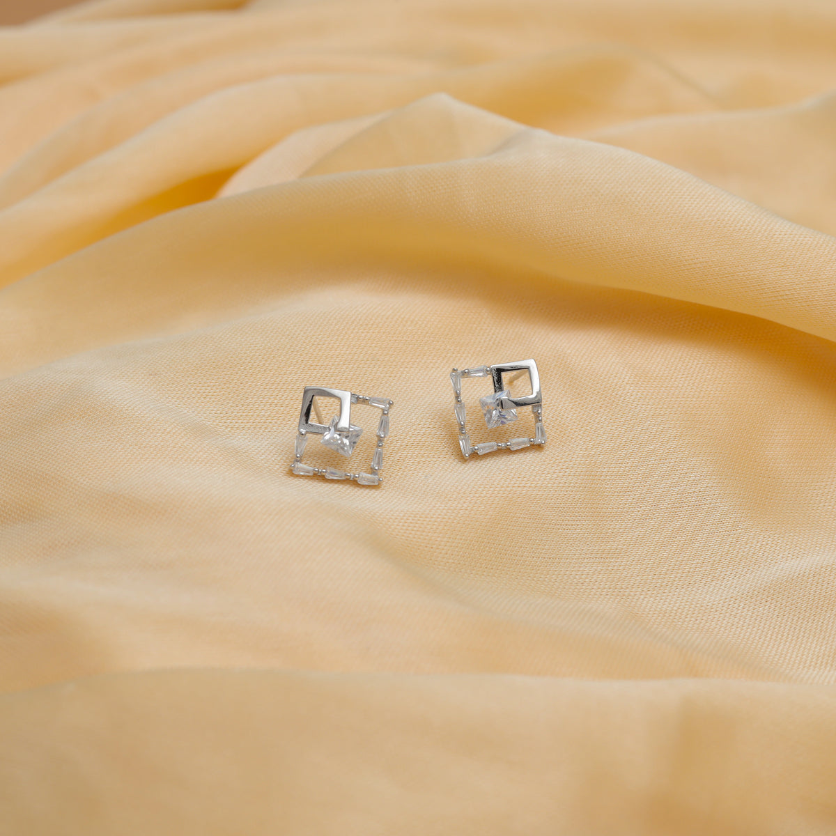 925 Silver Our Leaf Sparkle Studs - 925 sterling silver earrings by Tassya Silver