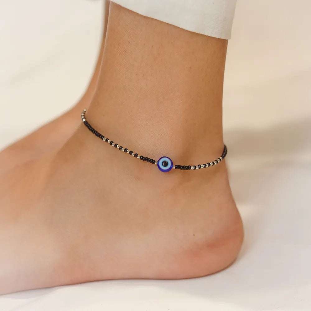 925 Silver Nazar Evil Eye Anklet - 925 sterling silver anklet by Tassya Silver