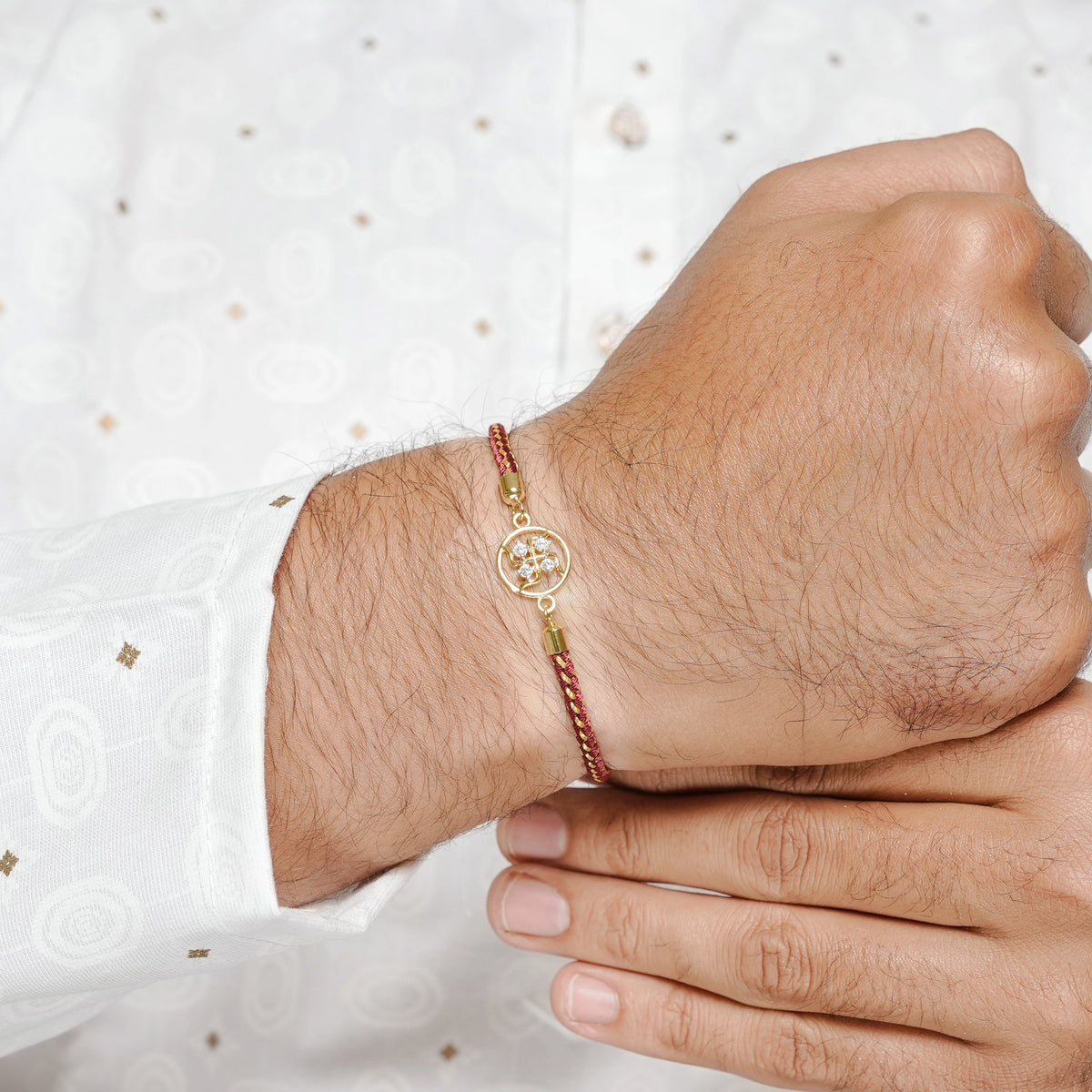925 Gold Silver Swastik Aashirwad Rakhi