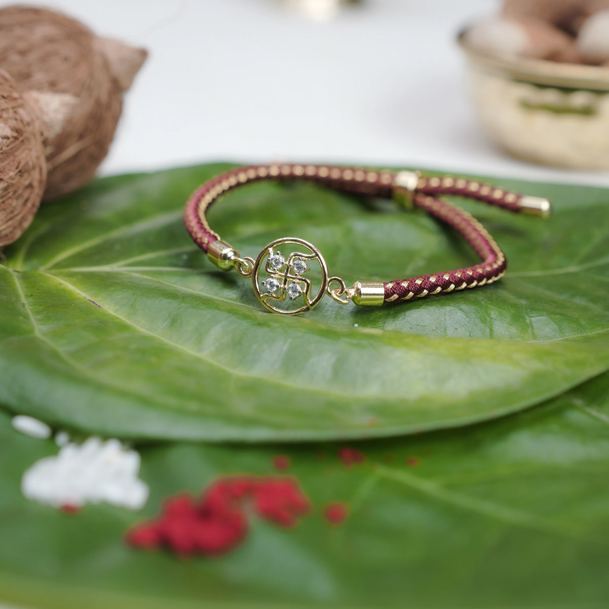 925 Gold Silver Swastik Aashirwad Rakhi