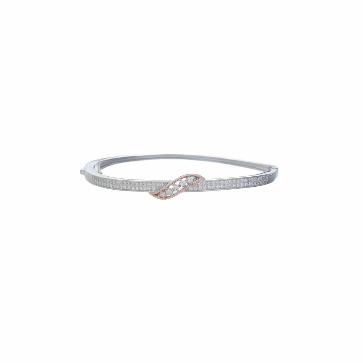 925 Silver Crystal Curve Kada - 925 sterling silver bracelet by Tassya Silver
