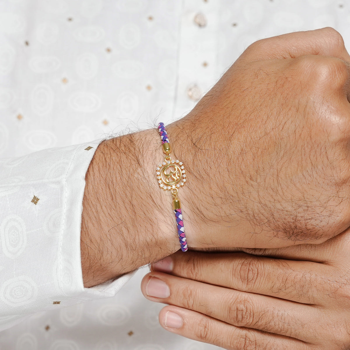 925 Silver Gold Om Sukh Rakhi