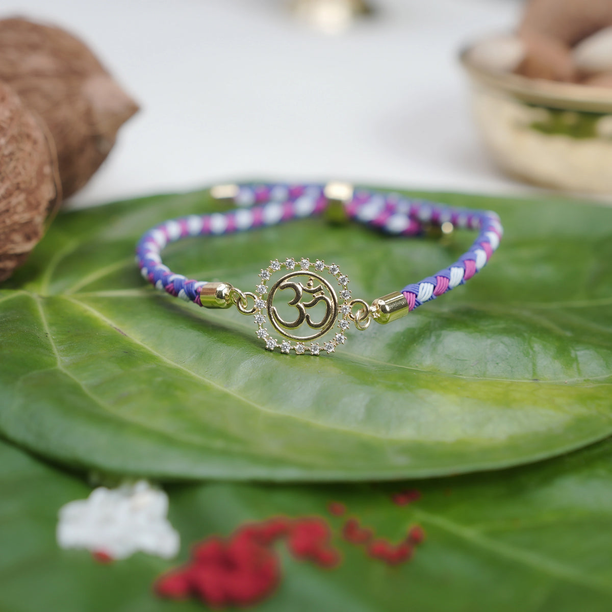 925 Silver Gold Om Sukh Rakhi