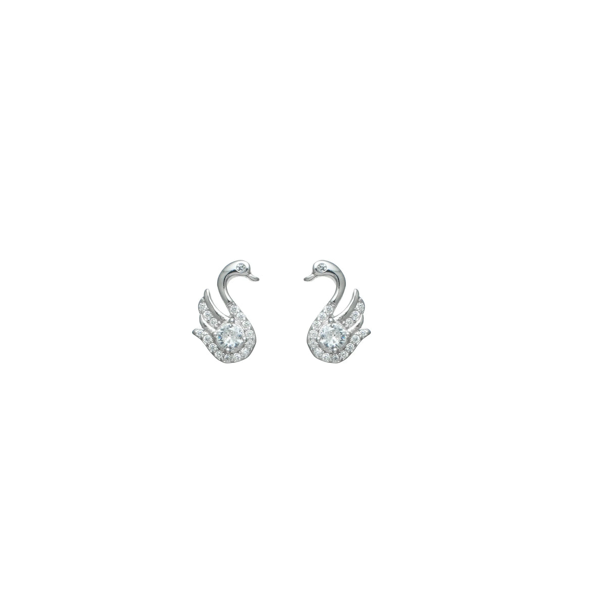 925 Silver Swan Radiance Studs - 925 sterling silver earrings by Tassya Silver
