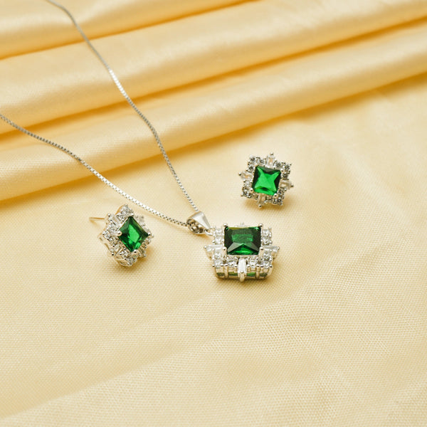 925 Silver Green Stone Chain Pendant
