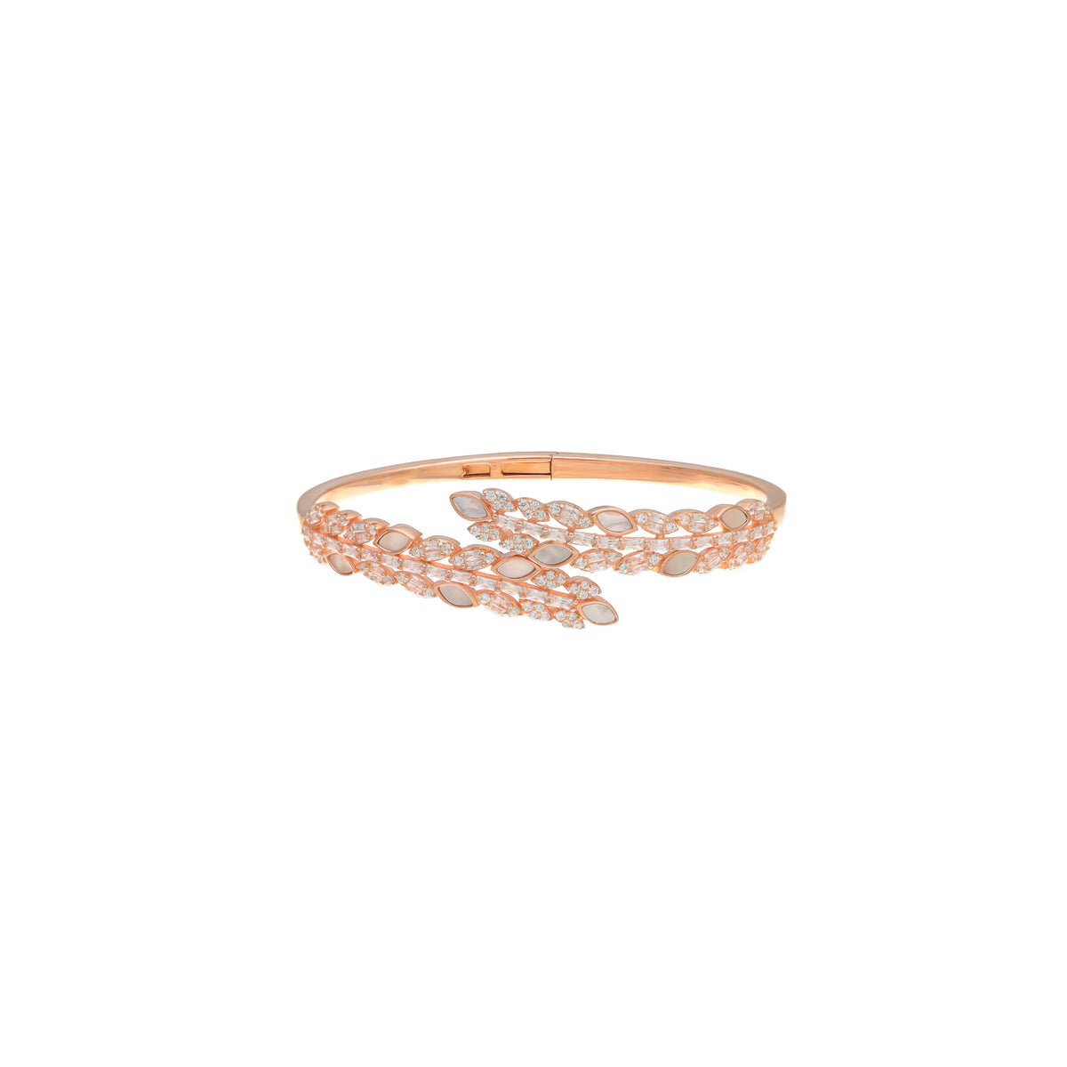 925 Silver Rose Leaf Spark Kada - 925 sterling silver bracelet by Tassya Silver