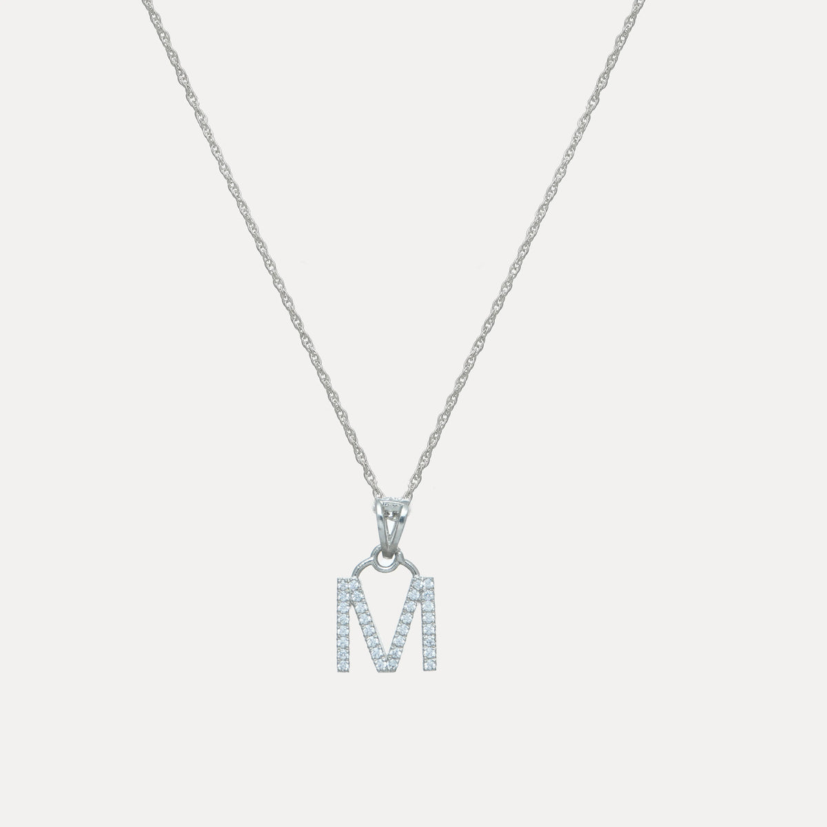 925 Silver "M" Initial Chain Pendant - 925 sterling silver pendant by Tassya Silver