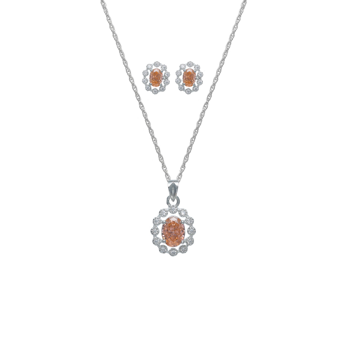 925 Silver Peach Halo Luxe Set
