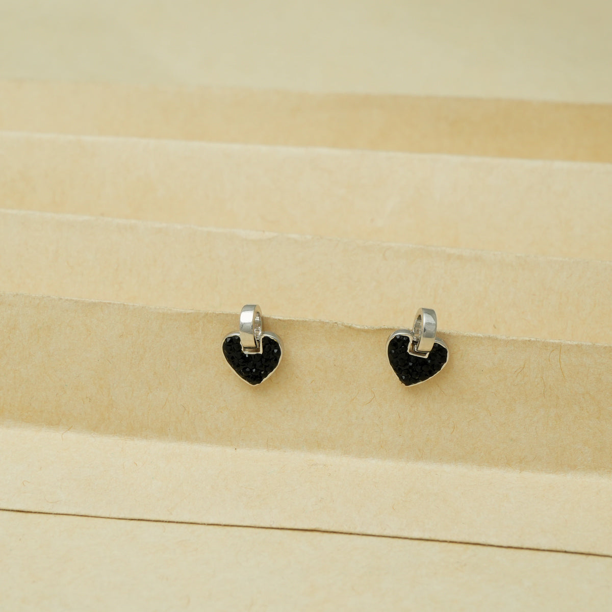 925 Silver Midnight Heart Studs - 925 sterling silver earrings by Tassya Silver