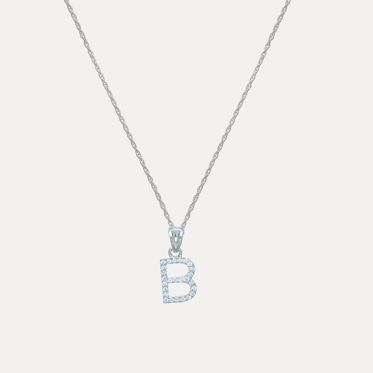 925 Silver "B" Initial Chain Pendant - 925 sterling silver pendant by Tassya Silver
