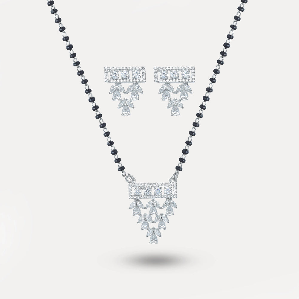 925 Silver Cascade Charm Mangalsutra Set - 925 sterling silver mangalsutra by Tassya Silver