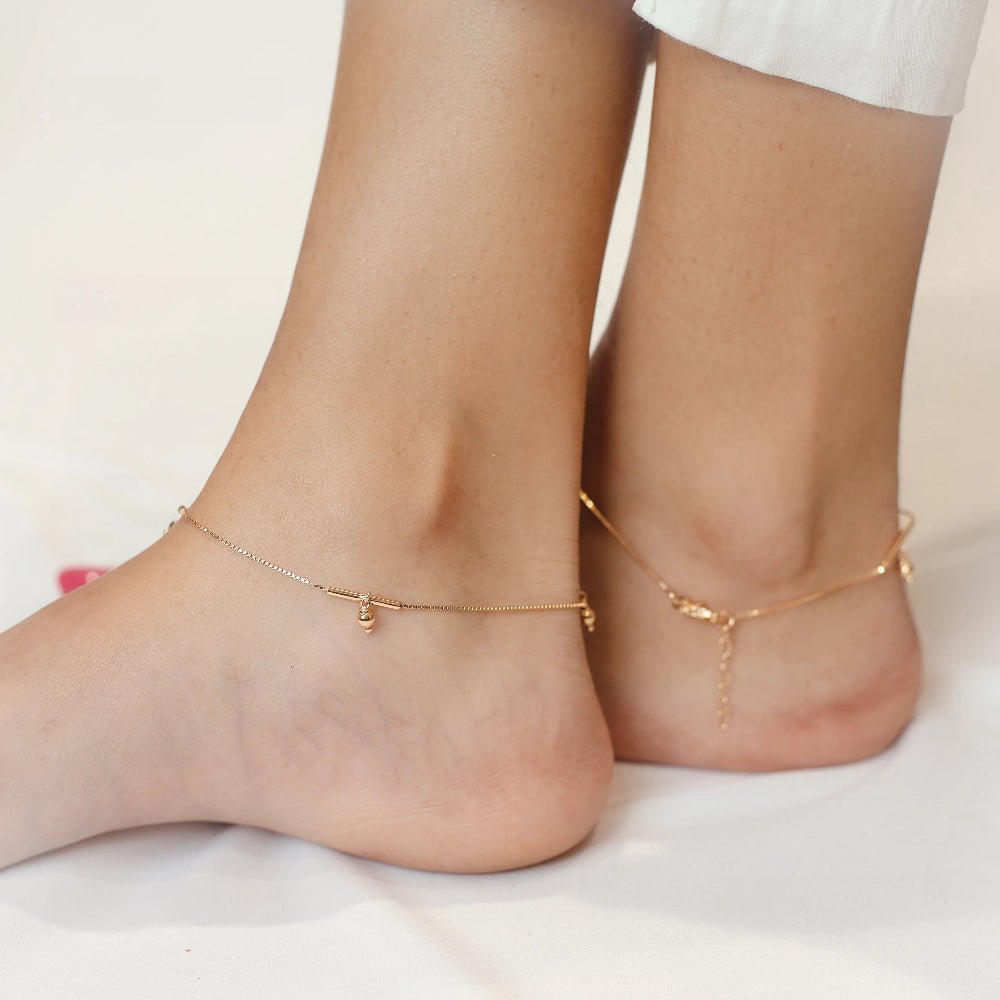 925 Silver Golden Droplet Anklet - 925 sterling silver anklet by Tassya Silver