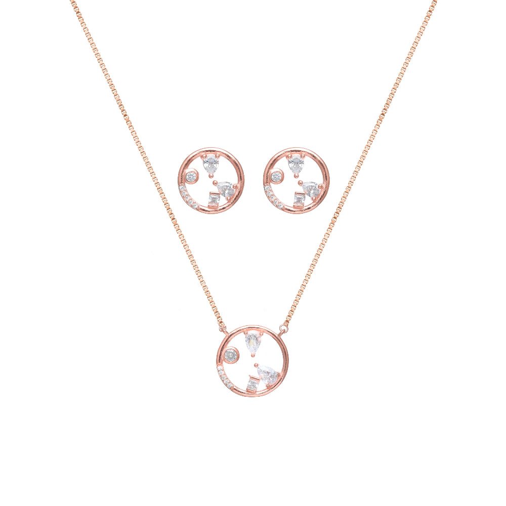 925 Silver Rose Gold Circle Chain Pendant Top - 925 sterling silver pendant by Tassya Silver