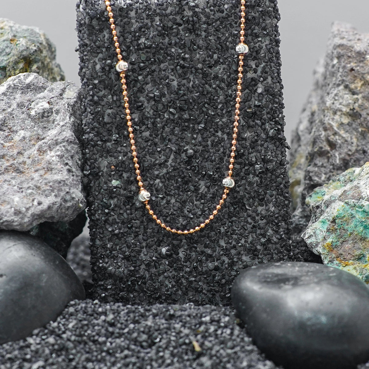 925 Silver Rose Gold Dainty Chain Pendant - 925 sterling silver pendant by Tassya Silver