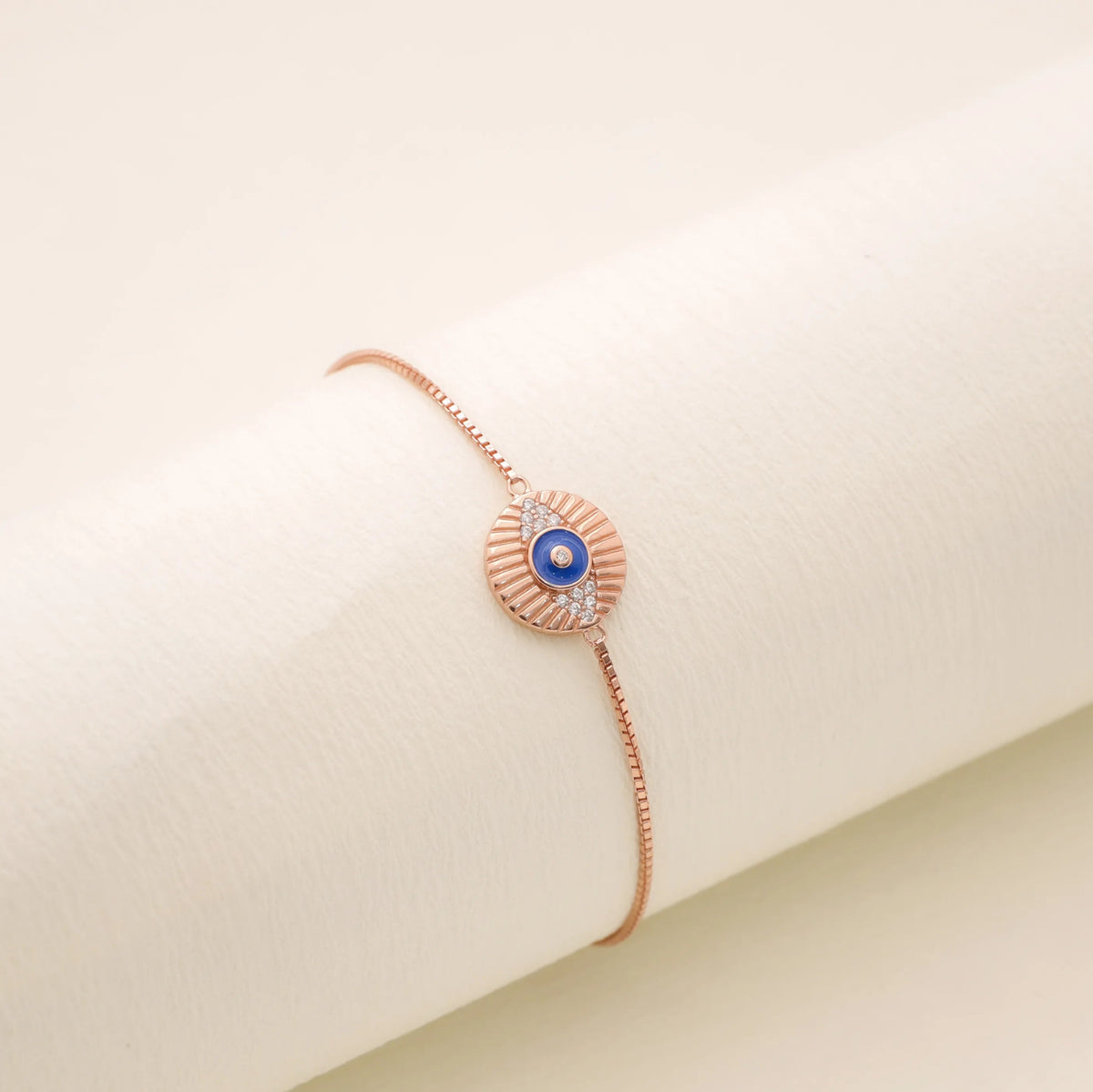 925 Silver Rose Radiance Evil Eye Bracelet - 925 sterling silver bracelet by Tassya Silver