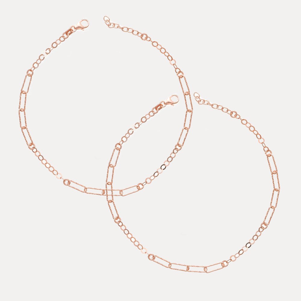 925 Silver Rosegold Chain Link Anklet - 925 sterling silver anklet by Tassya Silver
