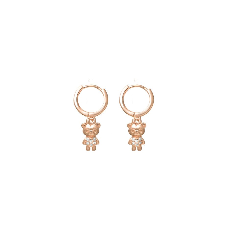 925 Silver Rose Gold Teddy Baby Hoops - 925 sterling silver earrings by Tassya Silver