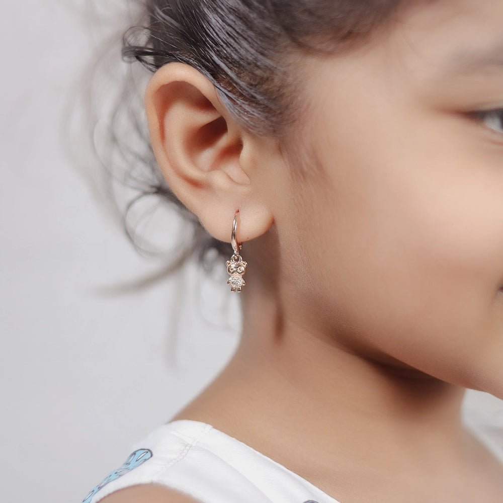 925 Silver Rose Gold Teddy Baby Hoops - 925 sterling silver earrings by Tassya Silver