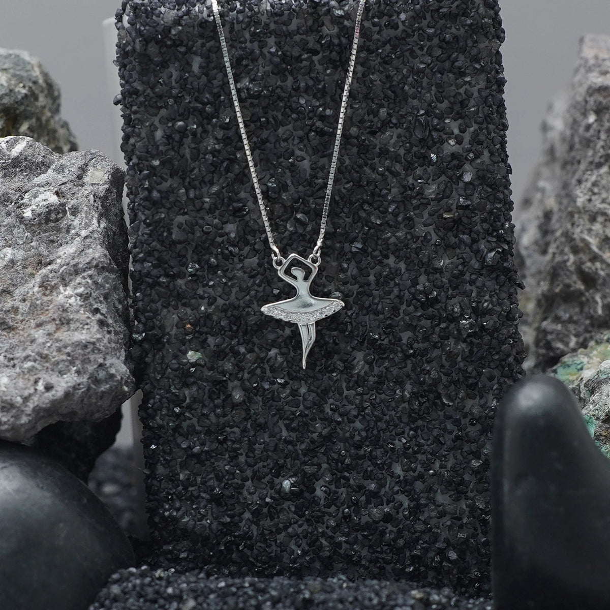 925 Silver Ballerina Sparkle Chain Pendant - 925 sterling silver pendant by Tassya Silver