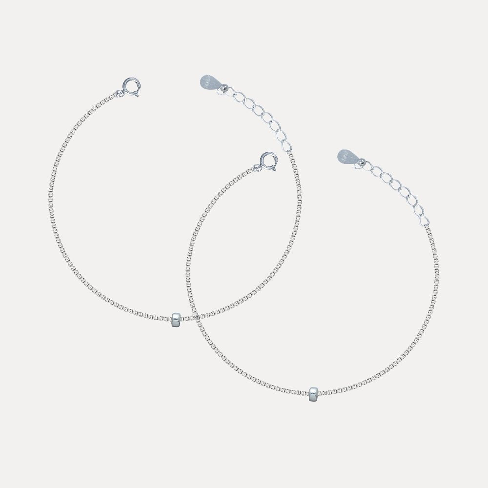 925 Silver Beaded Minimal Anklet - 925 sterling silver anklet by Tassya Silver