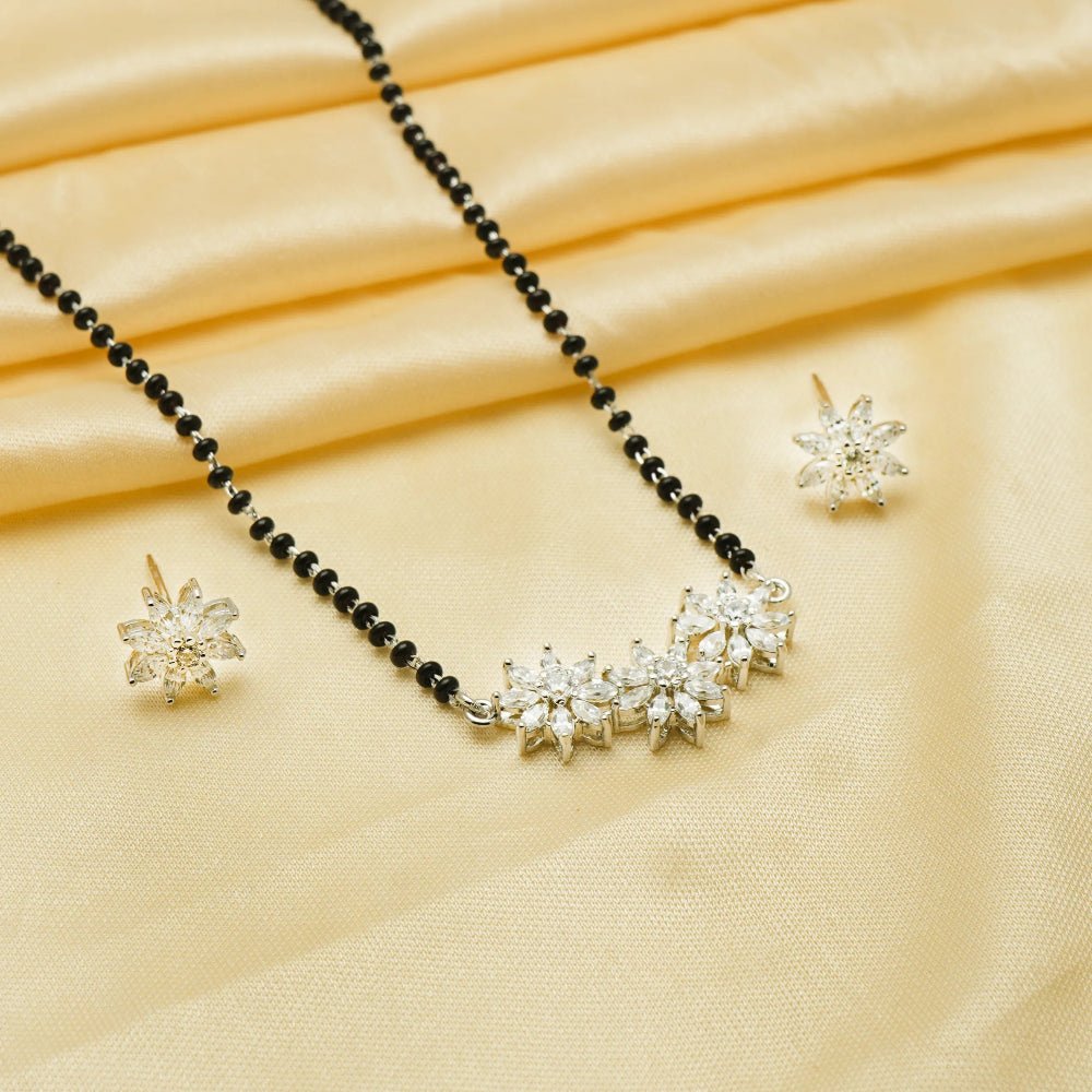 925 Silver Blossom Trio Mangalsutra Set - 925 sterling silver mangalsutra by Tassya Silver
