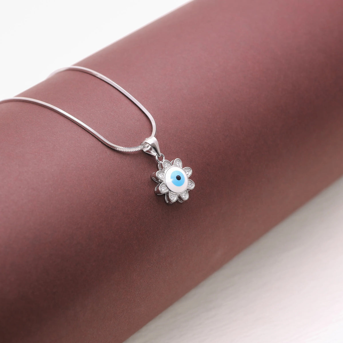 925 Silver Daisy Eye Chain Pendant - 925 sterling silver pendant by Tassya Silver