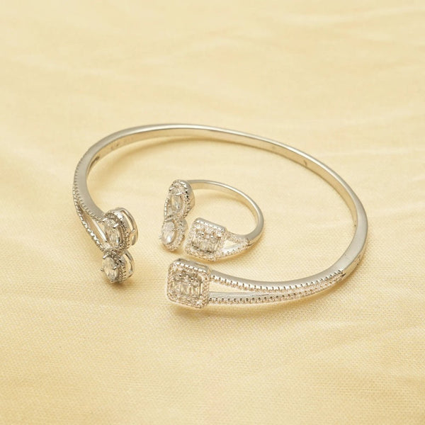925 Silver Diamond Luxe Kada Ring Set