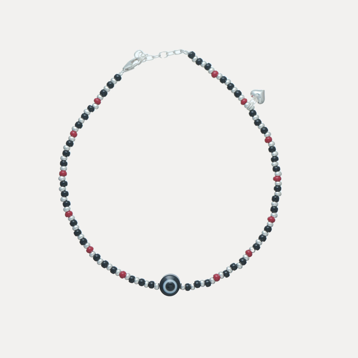 925 Silver Dual Tone Nazar Anklet - 925 sterling silver anklet by Tassya Silver