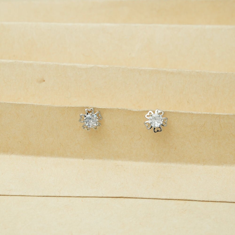 925 Silver Floral Aura Baby Earrings - 925 sterling silver earrings by Tassya Silver