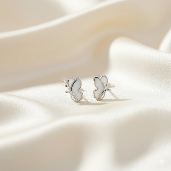 925 Silver Flutterby Pearl Studs for Baby