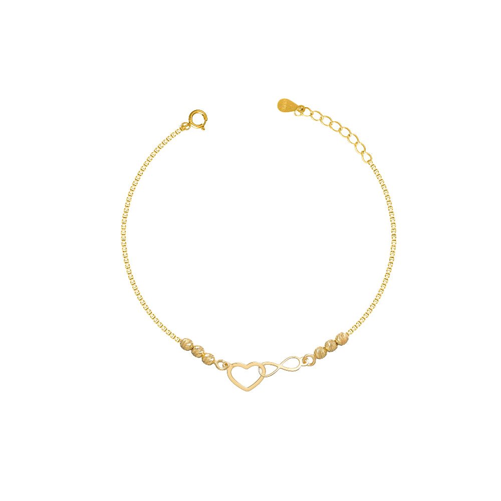 925 Silver Gold Heartlink Infinity Bracelet - 925 sterling silver bracelet by Tassya Silver