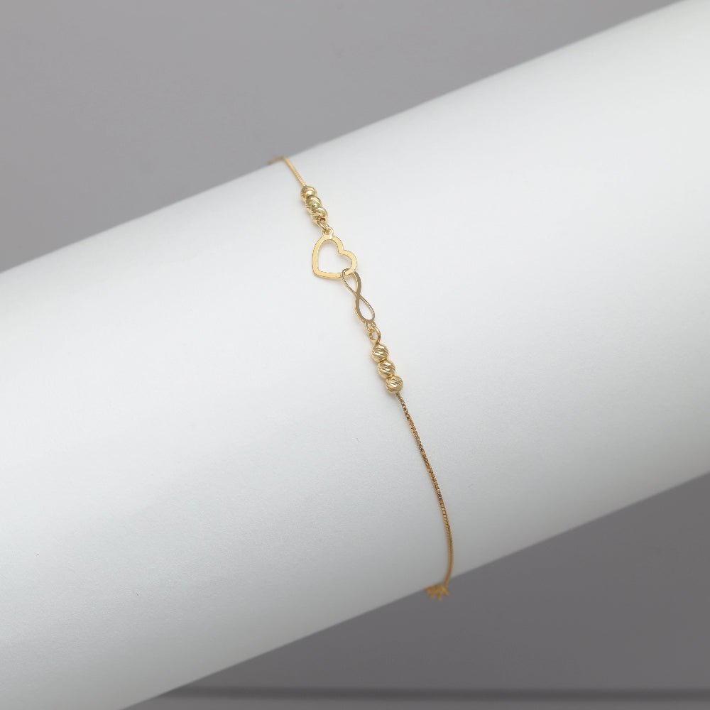 925 Silver Gold Heartlink Infinity Bracelet - 925 sterling silver bracelet by Tassya Silver
