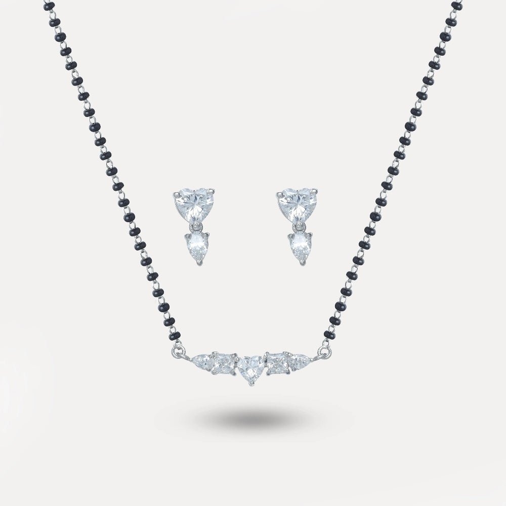 925 Silver Heartline Spark Mangalsutra Set - 925 sterling silver mangalsutra by Tassya Silver